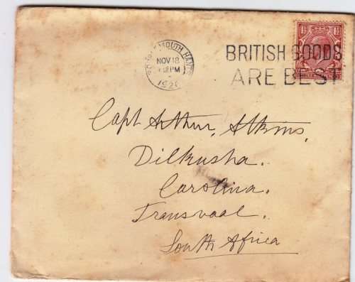 KGV - Cover from England to Transvaal - 1926