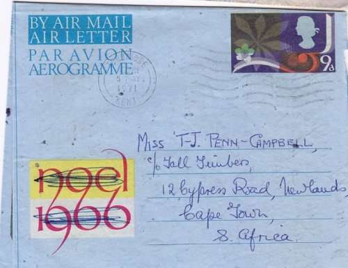 QEII - 1966 Aerogramme to South Africa
