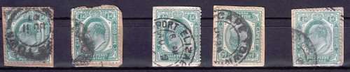 COGH - KEVII - 1901/1910 - Half penny green - On paper - 5 stamps - Good value!
