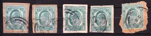 COGH - KEVII - 1901/1910 - Half penny green - On paper - 5 stamps - Good value!