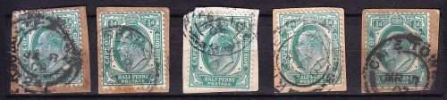 COGH - KEVII - 1901/1910 - Half penny green - On paper - 5 stamps - Good value!