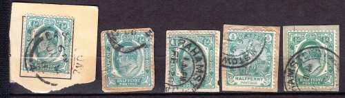 COGH - KEVII - 1901/1910 - Half penny green - On paper - 5 stamps - Good value!