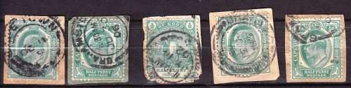 COGH - KEVII - 1901/1910 - Half penny green - On paper - 5 stamps - Good value!