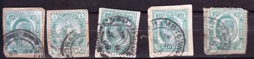 COGH - KEVII - 1901/1910 - Half penny green - On paper - 5 stamps - Good value!
