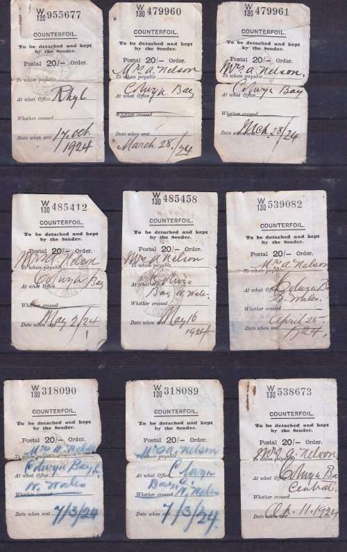 Union of South Africa Counterfoil of Postal Orders - 1924