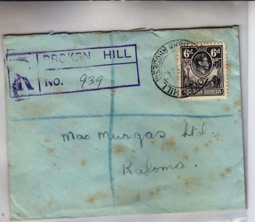 KGVI - 25/05/1943 Registered cover - To Northern Rhodesia