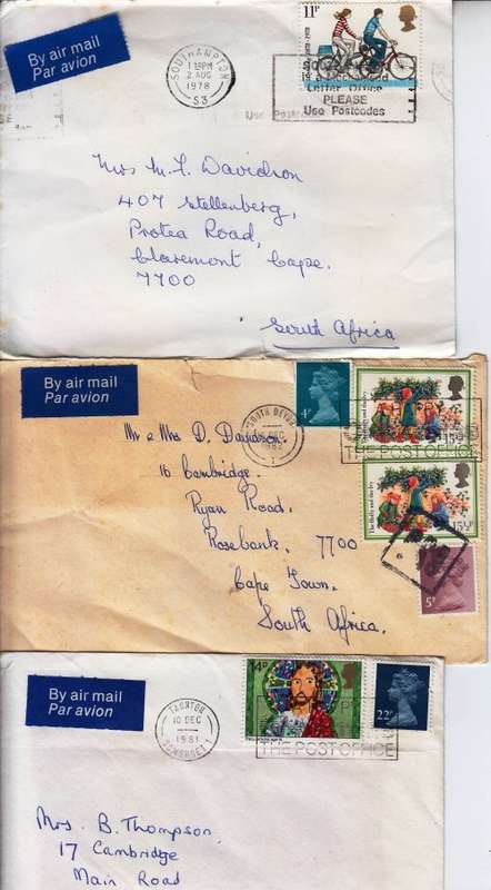 QEII - 3 covers - 1978/81/82 - to South Africa