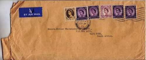 QEII - 1960 - Airmail letter from England to Cape Town
