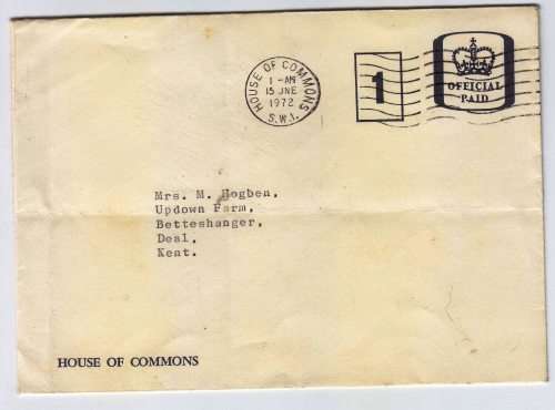 1972 - Letter from the House of Commons - Fold marks