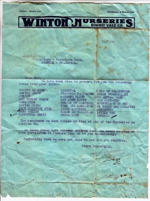 Union of SA - 1930 letter