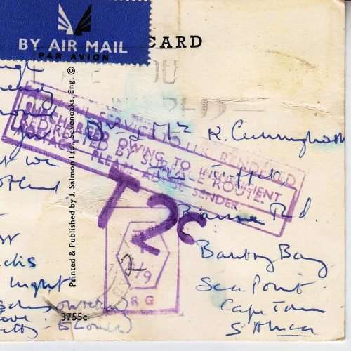 Two used post cards - Surcharged!