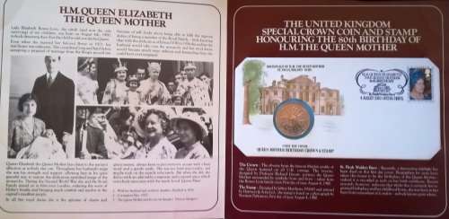 The Queen Mother - Special Coin and stamp 1980
