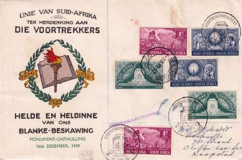 FDC - 1949 - The Voortrekkers - from Pietermaritzburg to Cape Town - Registered