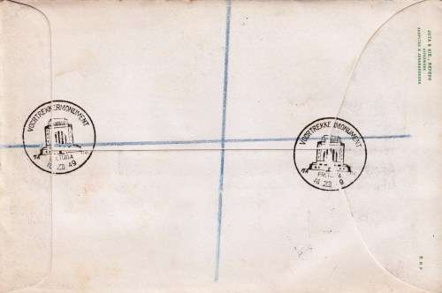 FDC - 1949 - The Voortrekkers - from Pretoria to Cape Town - Registered