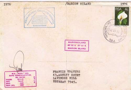 RSA - M.V. R.S.A - Posted at Sea - 1976 - South Atlantic Ionosphere Research