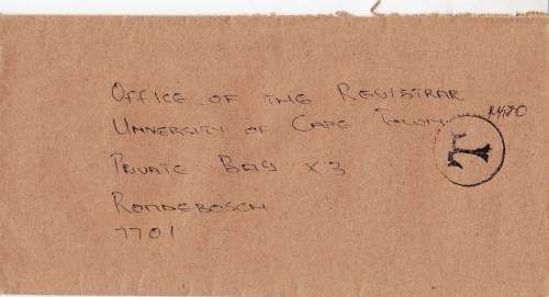 Cover to Cape Town - Surcharged without a stamp!