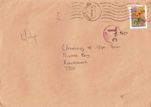 Cover to Cape Town - Surcharged!