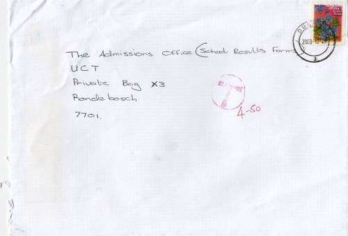 Cover From Durban to Cape Town - Surcharged - 2009