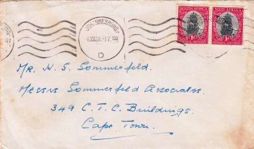 Union Stunning cover from Johannesburg to Cape Town - 1951 - Crisp cancellation!