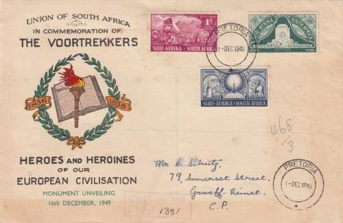 Union - 1949 - Voortrekker Monument - Registered letter - Some toning spots