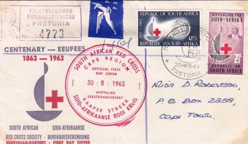 RSA - 1963 - FDCs - Red Cross