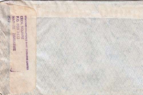 Zimbabwe - 1983 - Standard Chartered cover including interest receipt