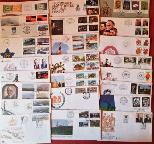 A box of FDCs - 180 FDCs - 85 Used RSA Date cards - 30 mint Post cards and date stamps - Duplicates
