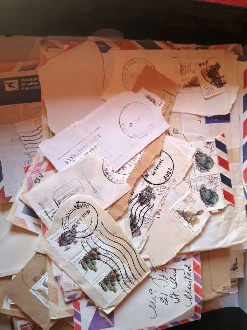 A box of RSA 5th Definative series stamps and covers on paper