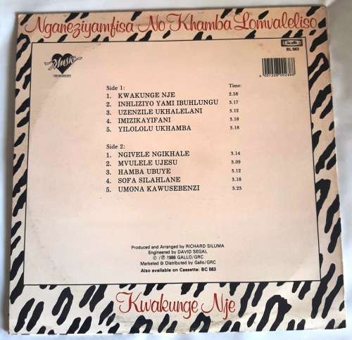 LP,NGANEZIYAMFISA NO KHAMBA LOMVALELISO KWAKUNGE NJE,Record:VG+,Cover:VG+,Gallo,CAT:BL 563,Press SA