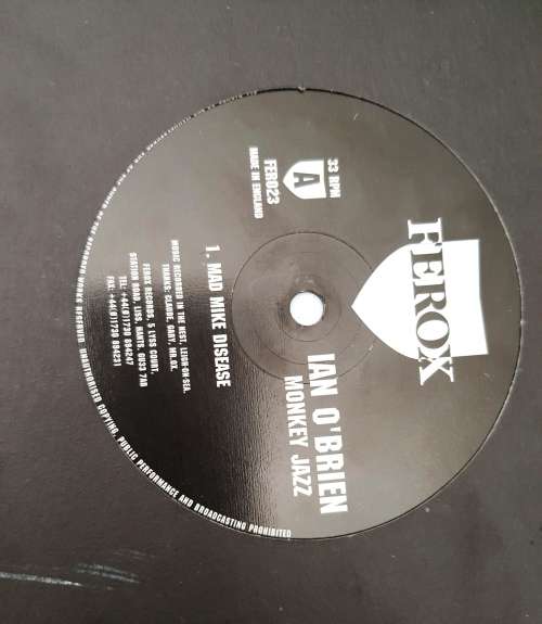 LP,IAN O'BRIEN,MONKEY JAZZ,Record:VG+,Cover:VG,Label:Ferox,CAT: FER023,Press:UK,Electro, Techno