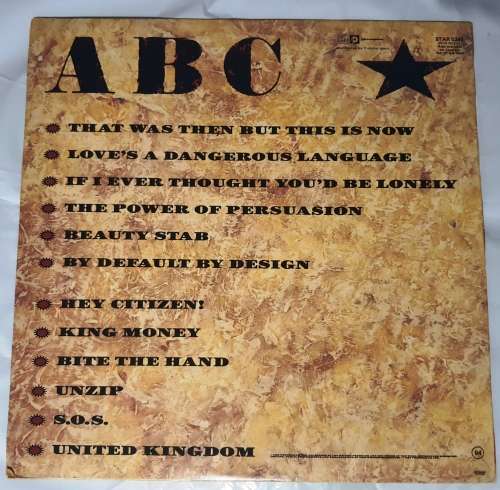 LP,ABC,Beauty Stab,Record:VG+,Cover:VG+,Label: Mercury,CAT:STAR 5340,Press:SA,Synth pop