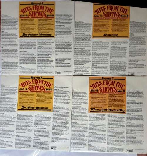 LP,HITS FROM THE SHOWS,READERS DIGEST,Record:VG+,Cover:VG+,8X Vinyl