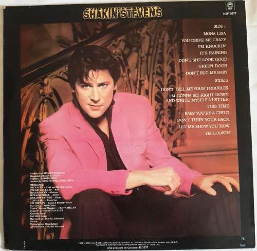 LP,Shakin' Stevens,Shaky,Record:VG+,Cover:VG,Label:Epic,CAT:KSF 2677,Press:Zimbabwe
