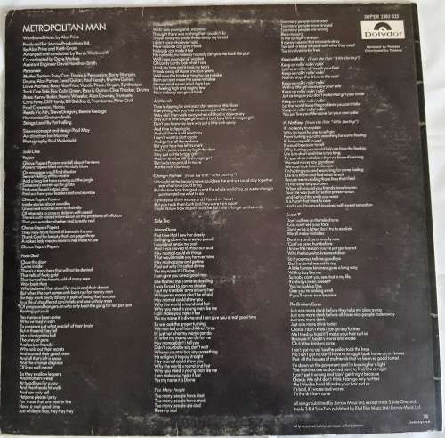 LP,Alan Price,Metropolitan Man,Record:VG+,Cover:VG,Label:Polydor,CAT:2383 325