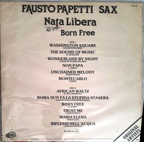 LP,FAUSTO PAPETTI,NATA LIBERA,Record:VG+,Cover:VG+,Label:Durium,CAT:LSS146,Press:SA
