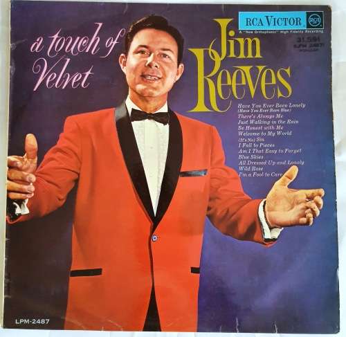 LP,Jim Reeves, A Touch Of Velvet,RecordVG+,Cover:G,Label:RCA,CAT:LPM 2487
