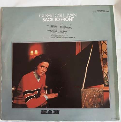 LP,Gilbert O`Sullivan,Back To Front,Record & Cover: VG+,Label:MAM,CAT:MAM-SS.503,Press:SA