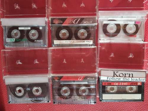 Cassette Tapes in a Vintage bag