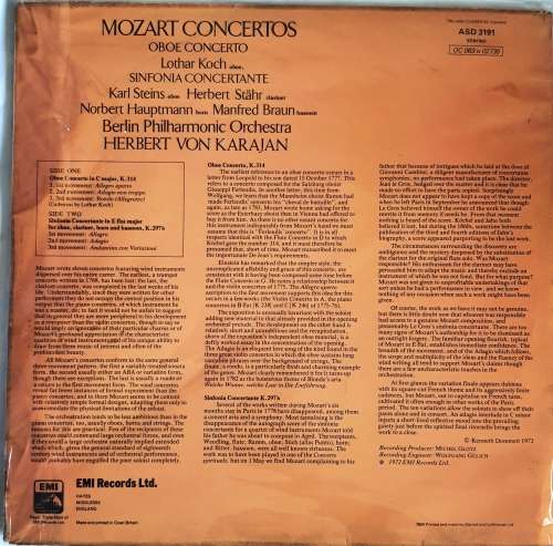 LP,Herbert von Karajan,Mozart, Berliner Philharmoniker,M:VG+,C:VG+,Label:HMV.ASD 3191,Press:UK
