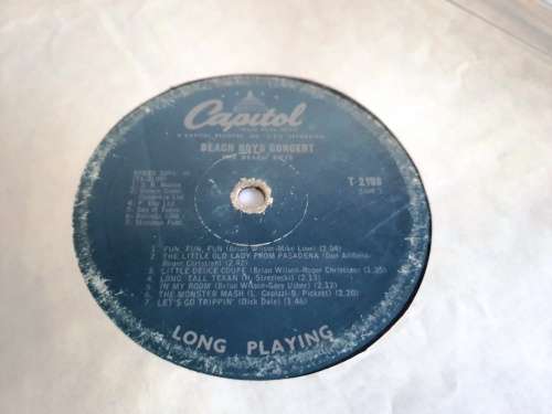 LP,The Beach Boys,Concert,M:G,C:No cover,Label:Capitol Records.T2198,Press:SA