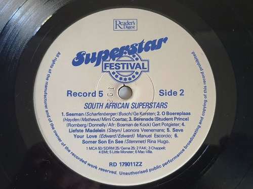 LP,Super star, South African Superstars,M:VG,C:no cover, Reader`s Digest issue