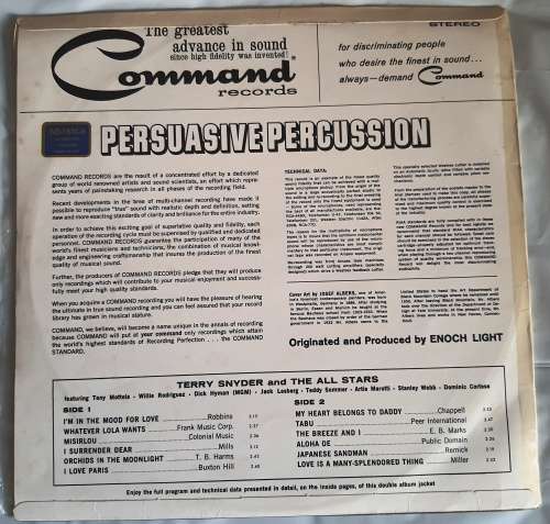 LP,Terry Snyder And The All Stars,Persuasive Percussio,R:VG+,C:VG-,L:Command.RS 800 SD,Press:US,Jazz