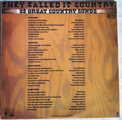 LP,They Called it Country, 330 Great Country Songs,R:VG+,C:VG+,Gallo.DGL823,Press:SA,Side 1&2 only