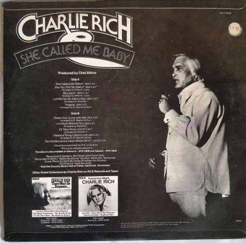 LP,Charlie Rich  She Called Me Baby,R:VG+,C:VG+,L:RCA Victor.APL 1-0686,Press:US