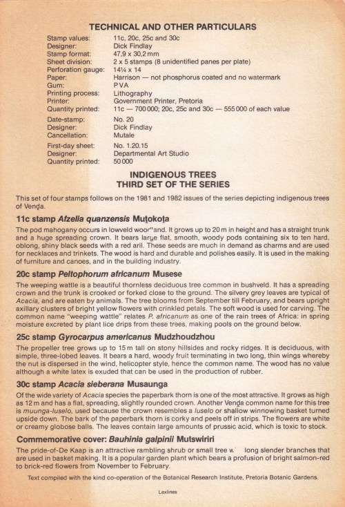 Venda - 1984 - FDS - Indigenous trees - Toning