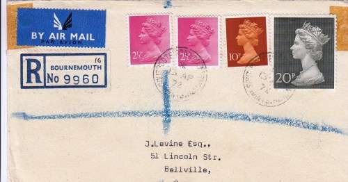 QEII - 1972 - Cover from UK to Cape Town - Customs Sticker on Back