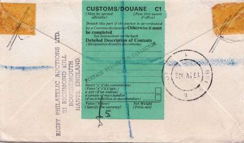 QEII - 1972 - Cover from UK to Cape Town - Customs Sticker on Back