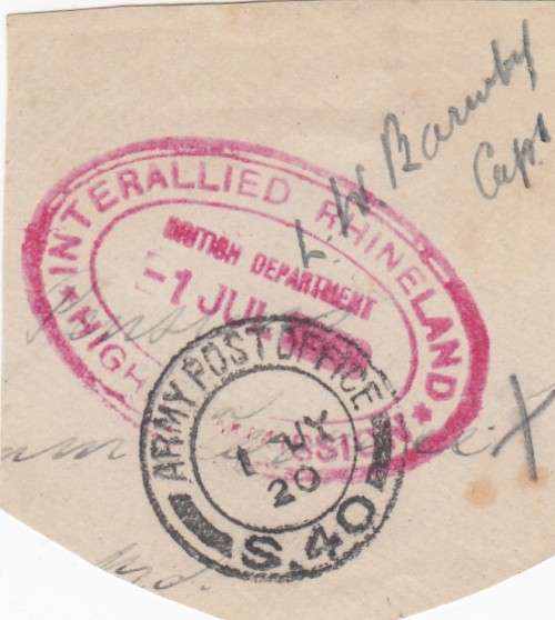 1920 - Army Post Office - Cut from cover