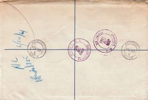 Rhodesia & Nyasaland, QEII, 1961, FDC, to USA, tear at the top