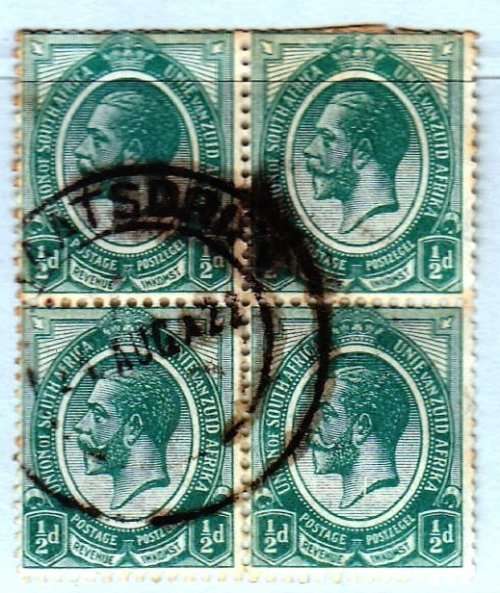 Union of South Africa,1913,Block of four stamps, KGV